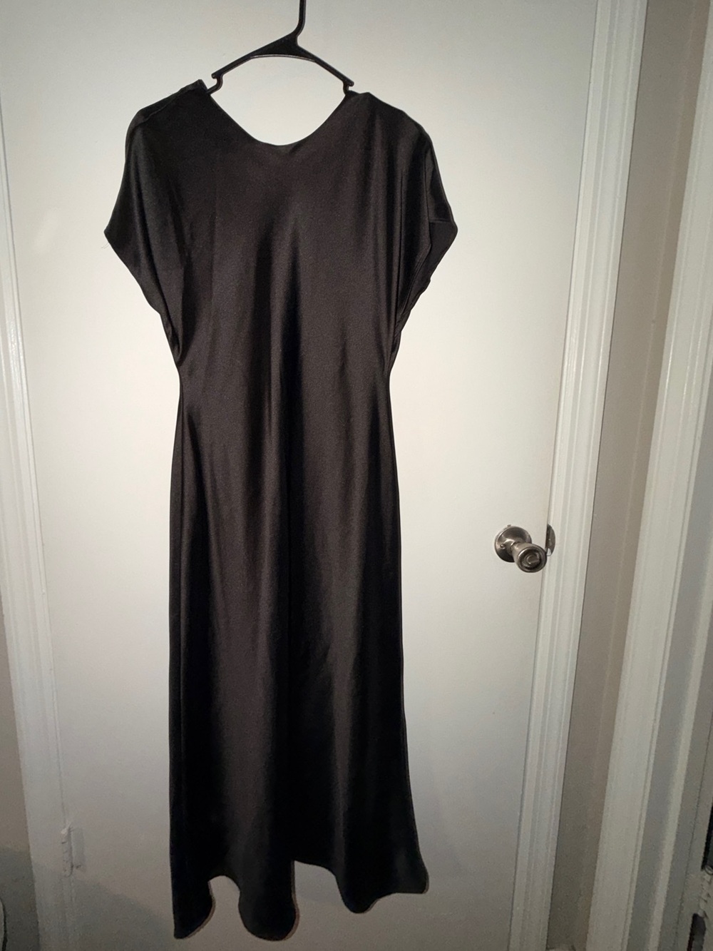 Zara Black Maxi Dress with Short Dolman Sleeves